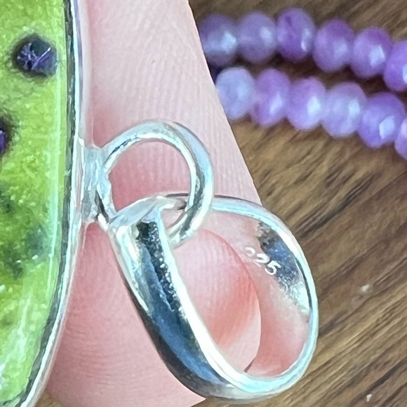 Solid Sterling Silver 925 Atlantisite Square Pendant Amethyst Necklace Purple - Picture 8 of 8